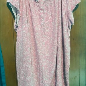 Aria Collection Pink and White Floral Pajama Night Gown